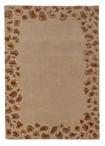 Ručne tkaný koberec s prímesou vlny v prírodnej farbe 140x200 cm Leopard Frame – Flair Rugs