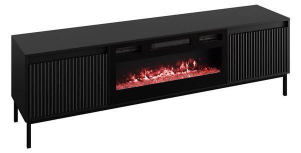 TV stolík s elektrickým krbom REMY - čierny