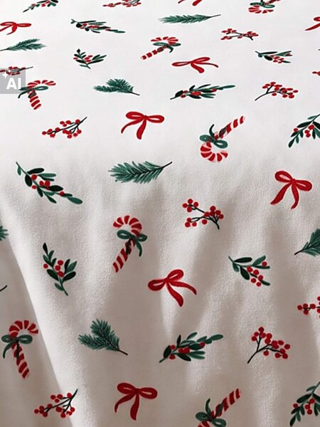 Sinsay - Vianočný fleecový prehoz so sviatočným motívom a vlnitým zakončením - biela