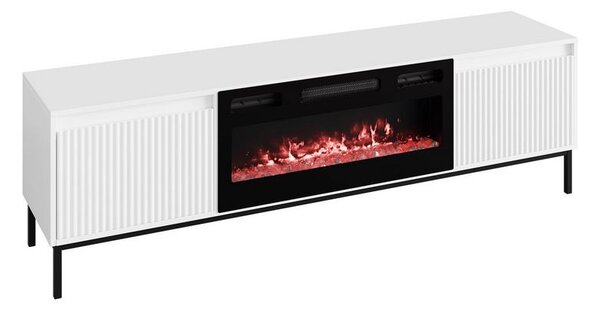 TV stolík s elektrickým krbom REMY - biely