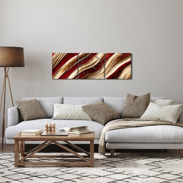 Obraz - Zlato - biela textúra (s hodinami) (90x30 cm)