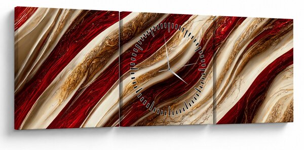 Obraz - Zlato - biela textúra (s hodinami) (90x30 cm)
