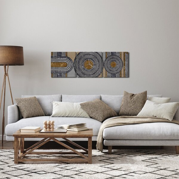 Obraz - Dekoratívne vzory (s hodinami) (90x30 cm)