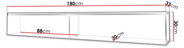 TV stolík s LED osvetlením 180 cm WILLA D - čierny grafit 1