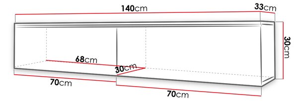 Televízna skrinka 140 cm WILLA D - čierna grafitová