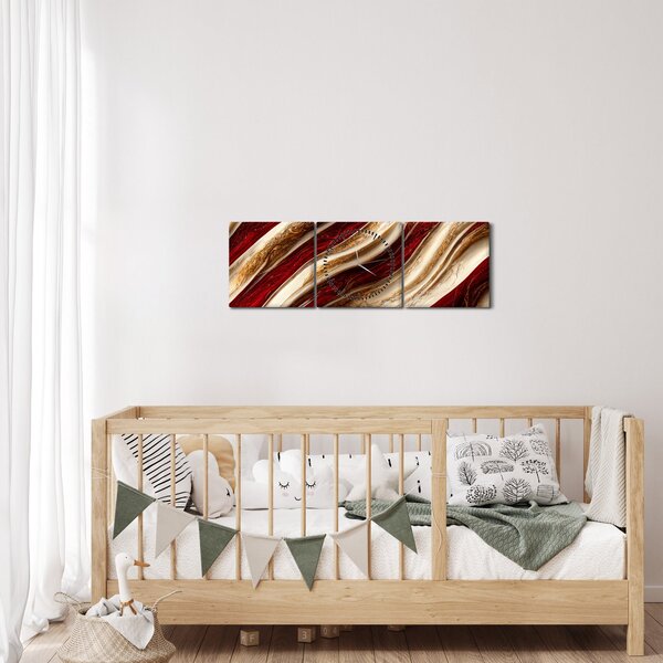 Obraz - Zlato - biela textúra (s hodinami) (90x30 cm)