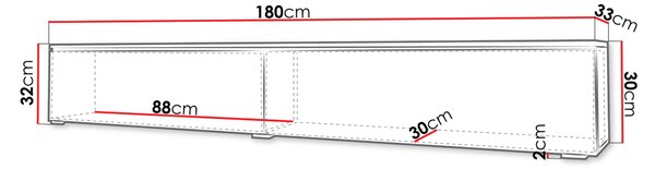 Televízna skrinka 180 cm WILLA D - dub gaja