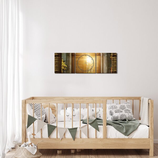 Obraz - Brána v lese (s hodinami) (90x30 cm)