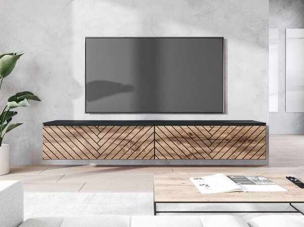 TV stolík 180 cm WILLA D - dub wotan / čierny grafit