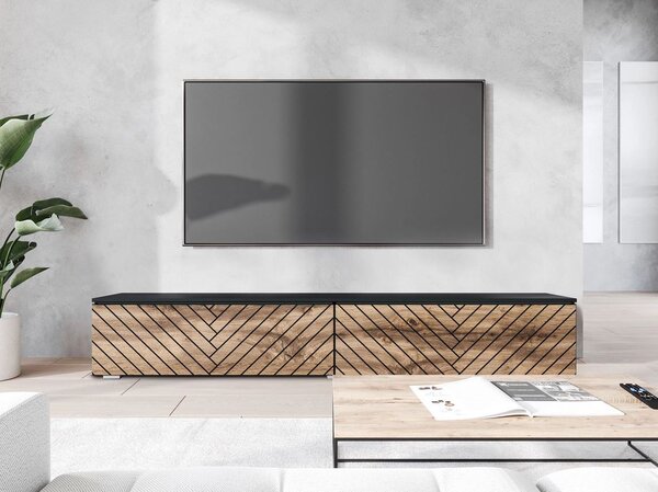 TV stolík 180 cm WILLA D - dub wotan / čierny grafit