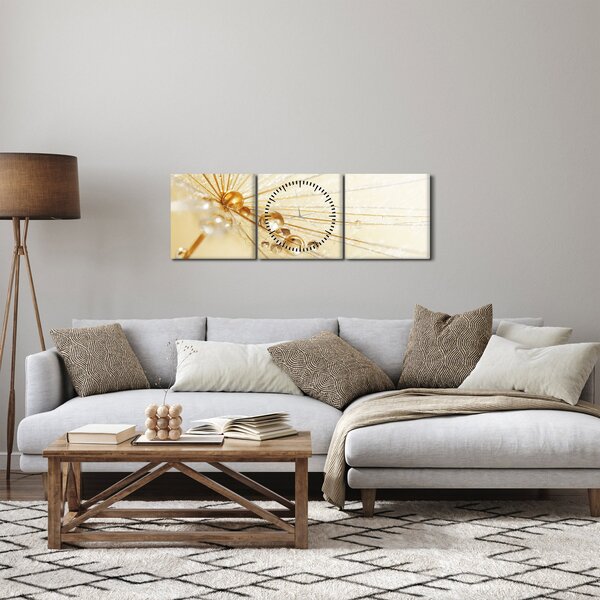 Obraz - Makro fotografie púpavy (s hodinami) (90x30 cm)