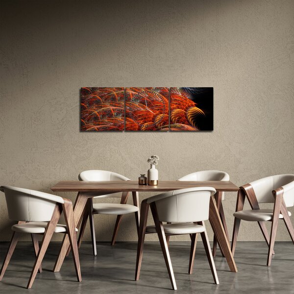 Obraz - Abstraktná imitácia peria (s hodinami) (90x30 cm)