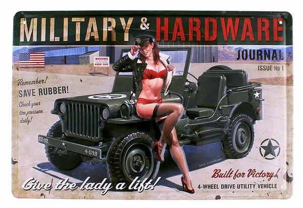 Kovová retro tabuľa Military 30x20cm (Retro dekorácia do izby)