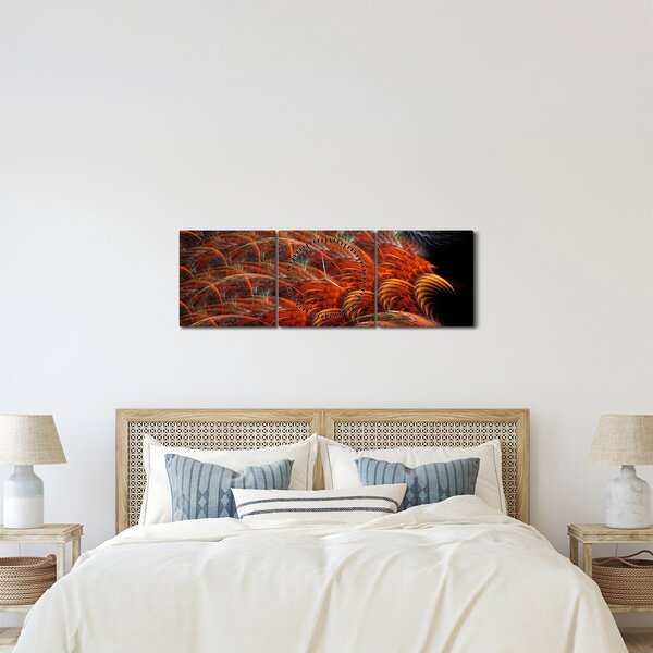 Obraz - Abstraktná imitácia peria (s hodinami) (90x30 cm)