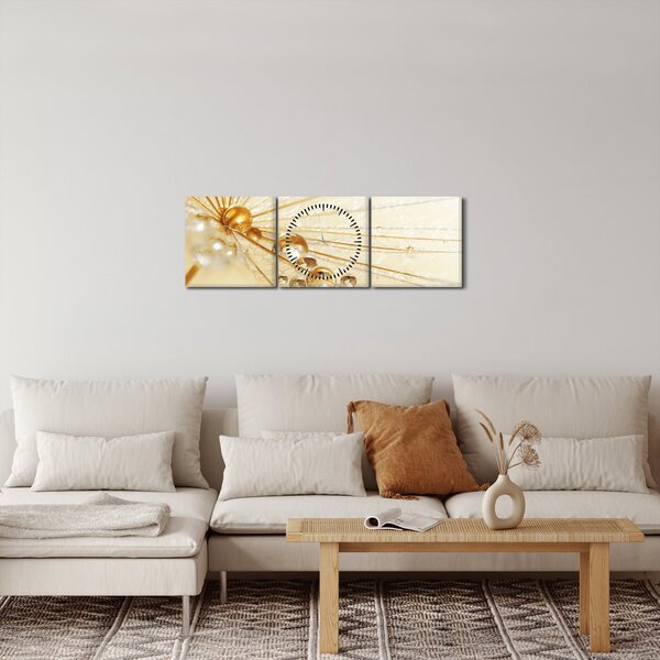 Obraz - Makro fotografie púpavy (s hodinami) (90x30 cm)