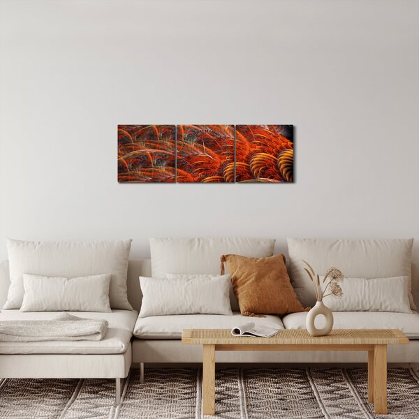 Obraz - Abstraktná imitácia peria (s hodinami) (90x30 cm)