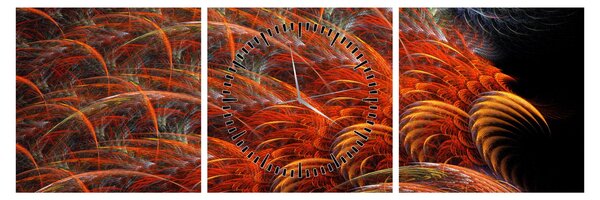 Obraz - Abstraktná imitácia peria (s hodinami) (90x30 cm)