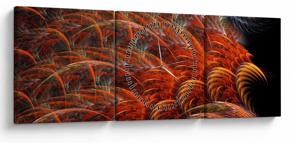 Obraz - Abstraktná imitácia peria (s hodinami) (90x30 cm)