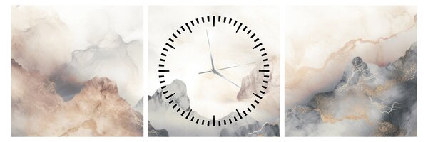 Obraz - Abstrakcia hôr s textúrou mramoru (s hodinami) (90x30 cm)