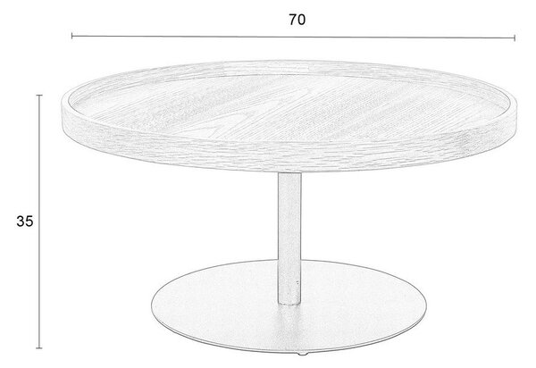 Čierny okrúhly konferenčný stolík s doskou v dubovom dekore ø 70 cm Yuri L – White Label