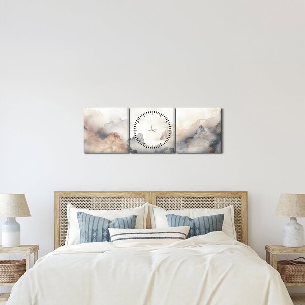 Obraz - Abstrakcia hôr s textúrou mramoru (s hodinami) (90x30 cm)