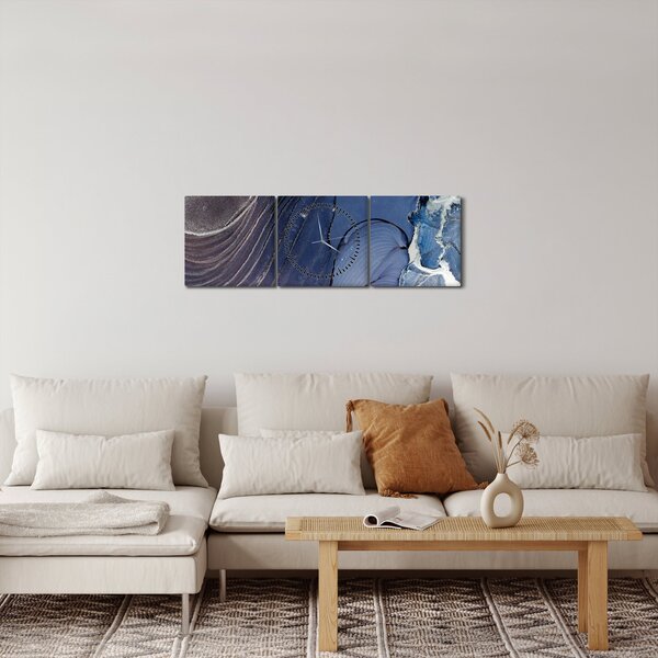 Obraz - Mramorovaný atrament (s hodinami) (90x30 cm)
