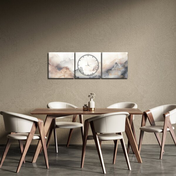 Obraz - Abstrakcia hôr s textúrou mramoru (s hodinami) (90x30 cm)