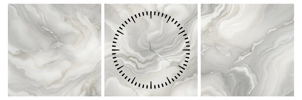 Obraz - Prírodná mramorová textúra (s hodinami) (90x30 cm)