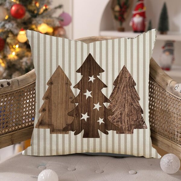 Vianočný obliečka na vankúš WOODEN TREES 45x45 cm, béžový