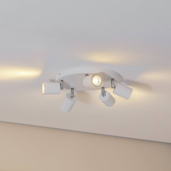Luminex Stropné bodové svetlá Fun, biele, Ø 30 cm, nastaviteľné, GU10, Biela / opálová, Obývacia izba / jedáleň, kov, Moderný, Stropné svetlo