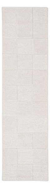 Slonovinový ručne tkaný vlnený behúň 60x230 cm Checkerboard – Flair Rugs