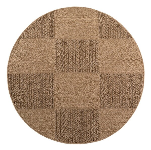 Hnedý okrúhly vnútorný a vonkajší koberec ø 80 cm Timber 1405 – Ayyildiz Carpets