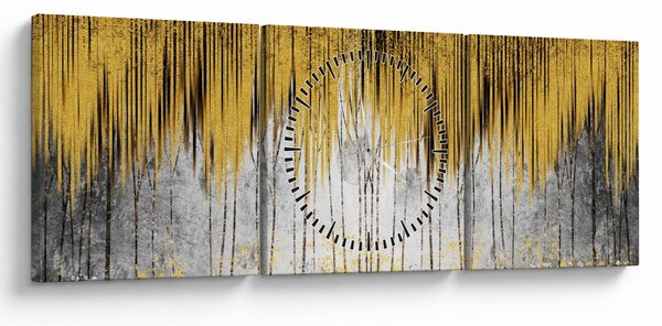 Obraz - Zlaté čiary (s hodinami) (90x30 cm)
