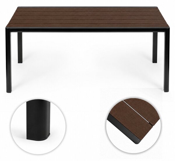 Veľký záhradný stôl pre 8 osôb, 180 × 90 cm, na terasu alebo do záhrady, s hnedou doskou, MultiGarden