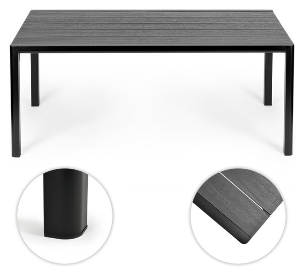 Veľký záhradný stôl pre 8 osôb, 180 × 90 cm, na terasu alebo do záhrady, sivá doska, MultiGarden