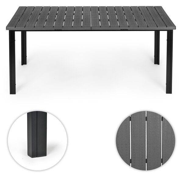 Veľký záhradný stôl pre 8 osôb, 180 × 90 cm, na terasu alebo do záhrady, sivá doska, MultiGarden