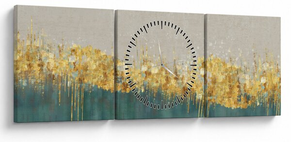 Obraz - Textúra so zlatým dekorom (s hodinami) (90x30 cm)