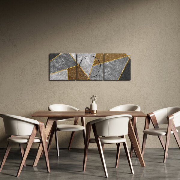 Obraz - Imitácia materiálov (s hodinami) (90x30 cm)