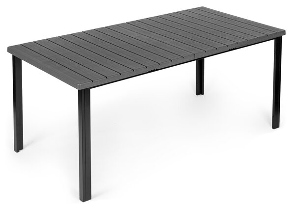 Veľký záhradný stôl pre 8 osôb, 180 × 90 cm, na terasu alebo do záhrady, sivá doska, MultiGarden