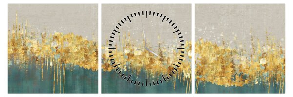 Obraz - Textúra so zlatým dekorom (s hodinami) (90x30 cm)