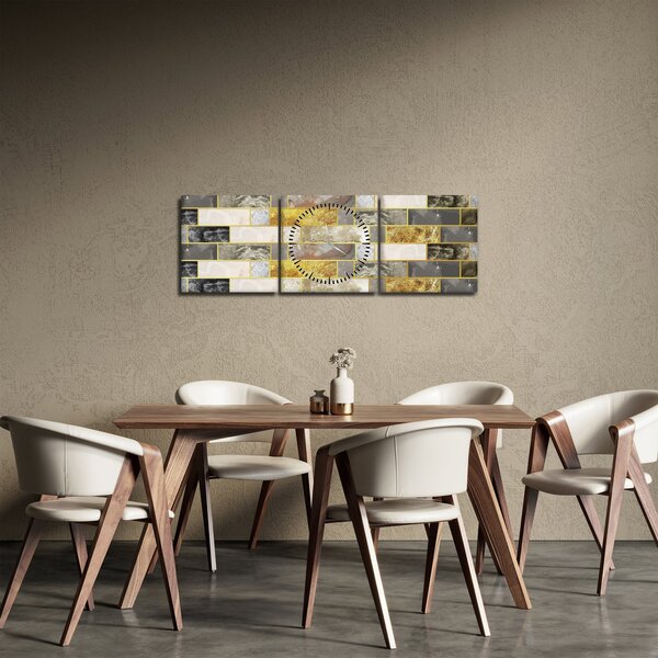 Obraz - Dekor s textúrami (s hodinami) (90x30 cm)