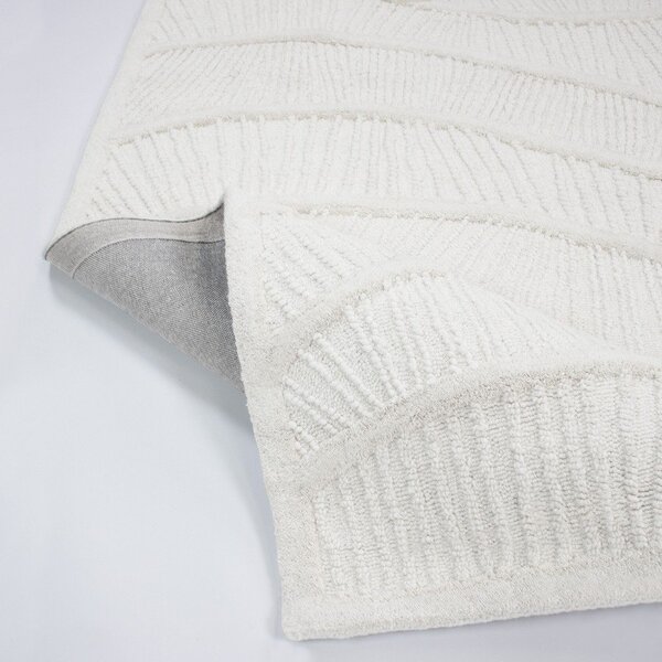 Biely ručne tkaný behúň s prímesou vlny 80x230 cm Sculptured Wave – Flair Rugs