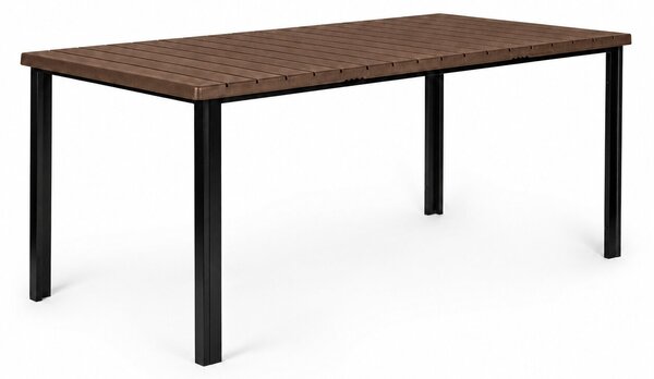 Veľký záhradný stôl pre 8 osôb, 180 × 90 cm, na terasu alebo do záhrady, s hnedou doskou, MultiGarden