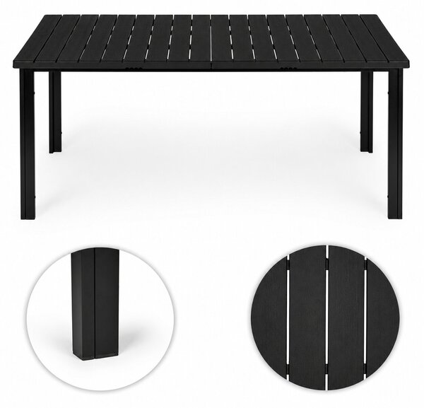Veľký záhradný stôl pre 8 osôb, 180 × 90 cm, na terasu alebo do záhrady, čierny, MultiGarden