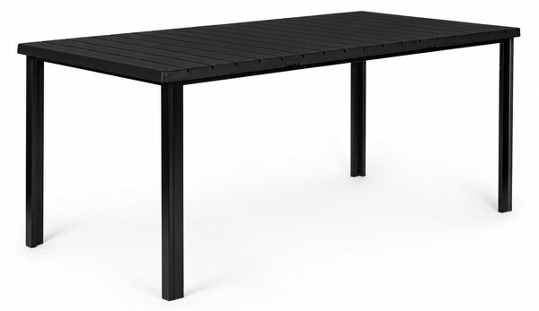 Veľký záhradný stôl pre 8 osôb, 180 × 90 cm, na terasu alebo do záhrady, čierny, MultiGarden