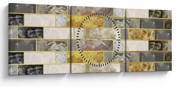 Obraz - Dekor s textúrami (s hodinami) (90x30 cm)