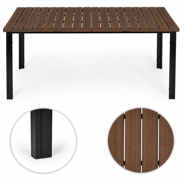 Veľký záhradný stôl pre 8 osôb, 180 × 90 cm, na terasu alebo do záhrady, s hnedou doskou, MultiGarden