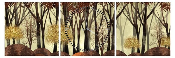 Obraz - Dekoratívne les (s hodinami) (90x30 cm)