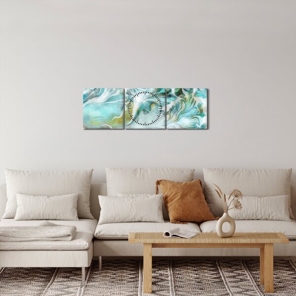 Obraz - Maľba abstraktných vzorov (s hodinami) (90x30 cm)