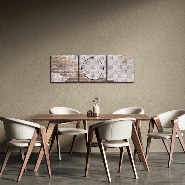 Obraz - Tehlový múr (s hodinami) (90x30 cm)